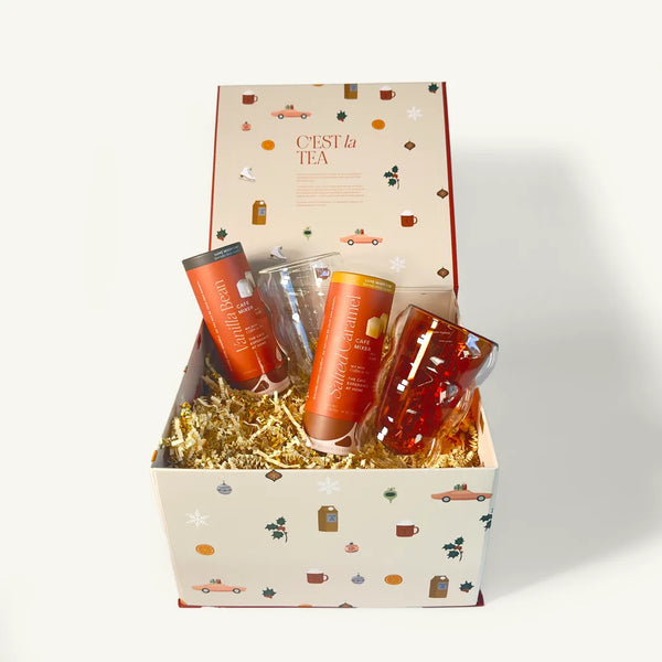 Teaspressa Branded Gift Box with Vanilla and Salted Caramel Tallboys & two Double walled Cloud Cups