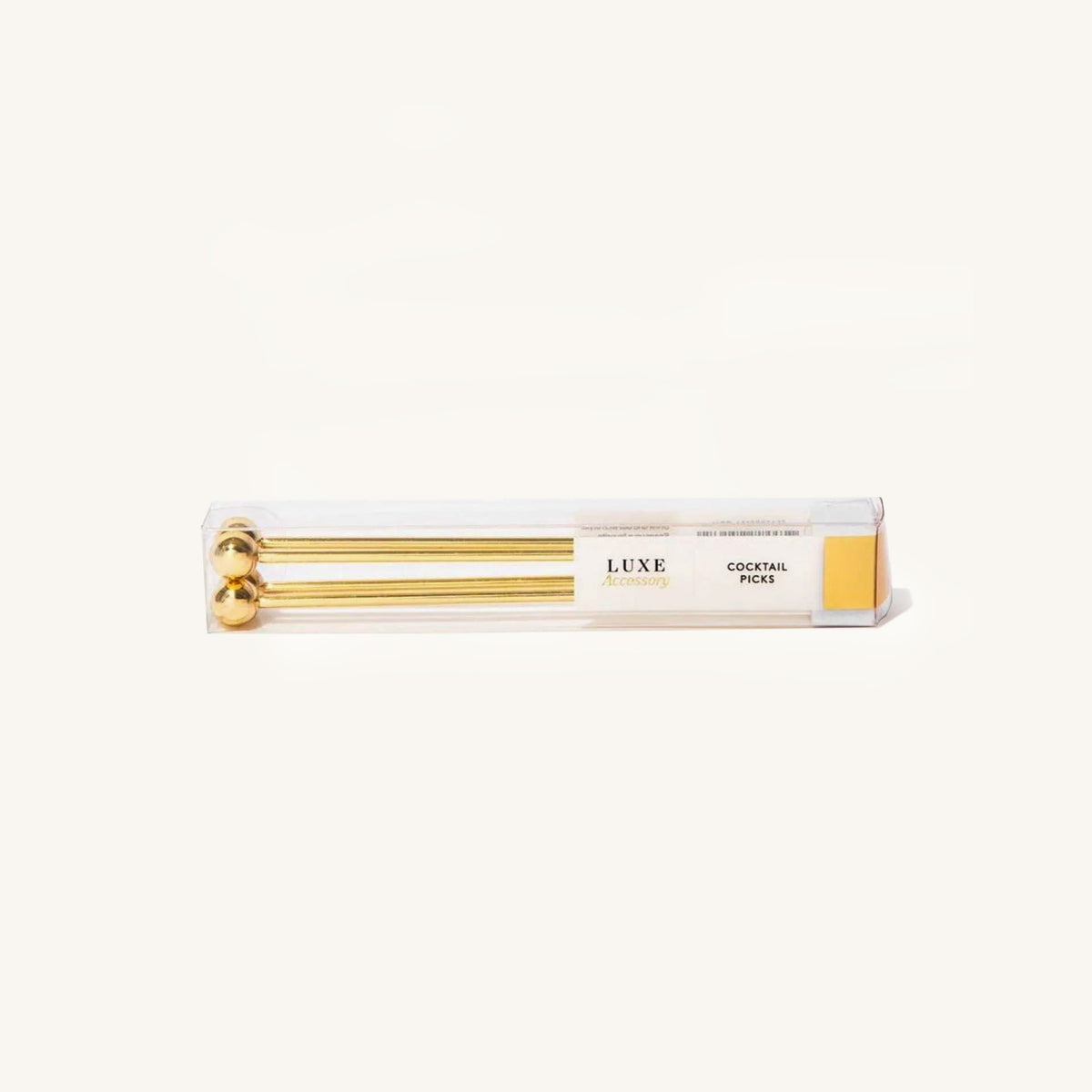 Box of 8 Luxe Accessory Reusable Cocktail Picks in clear packaging.