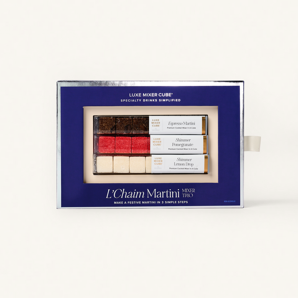 Luxe Mixer Cube L'Charm Martini packaging on a white background