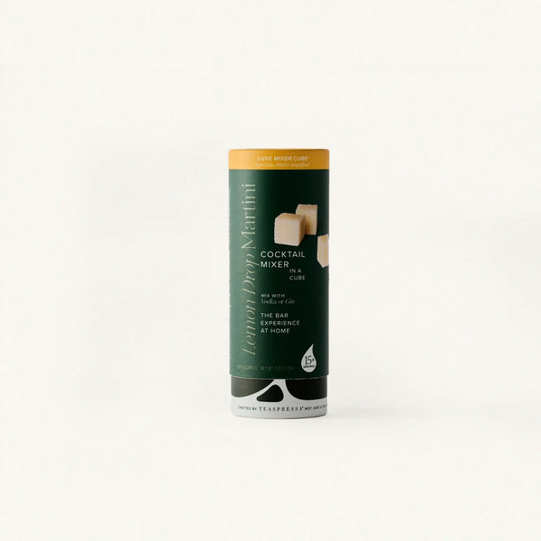 Lemon Drop Martini Cocktail Mixer Tallboy in Dark green cylindical packaging.