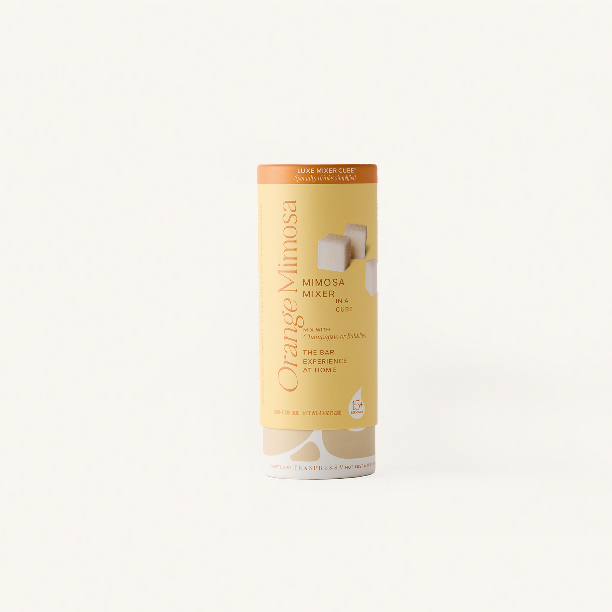 Orange Mimosa Mixer Tallboy in cream cylindical packaging.