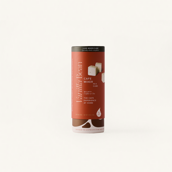 Vanilla Bean cafe mixer tallboy on off white background.
