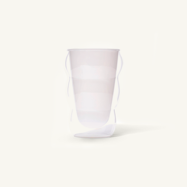 Double walled White Cloud Cup on an off white background.