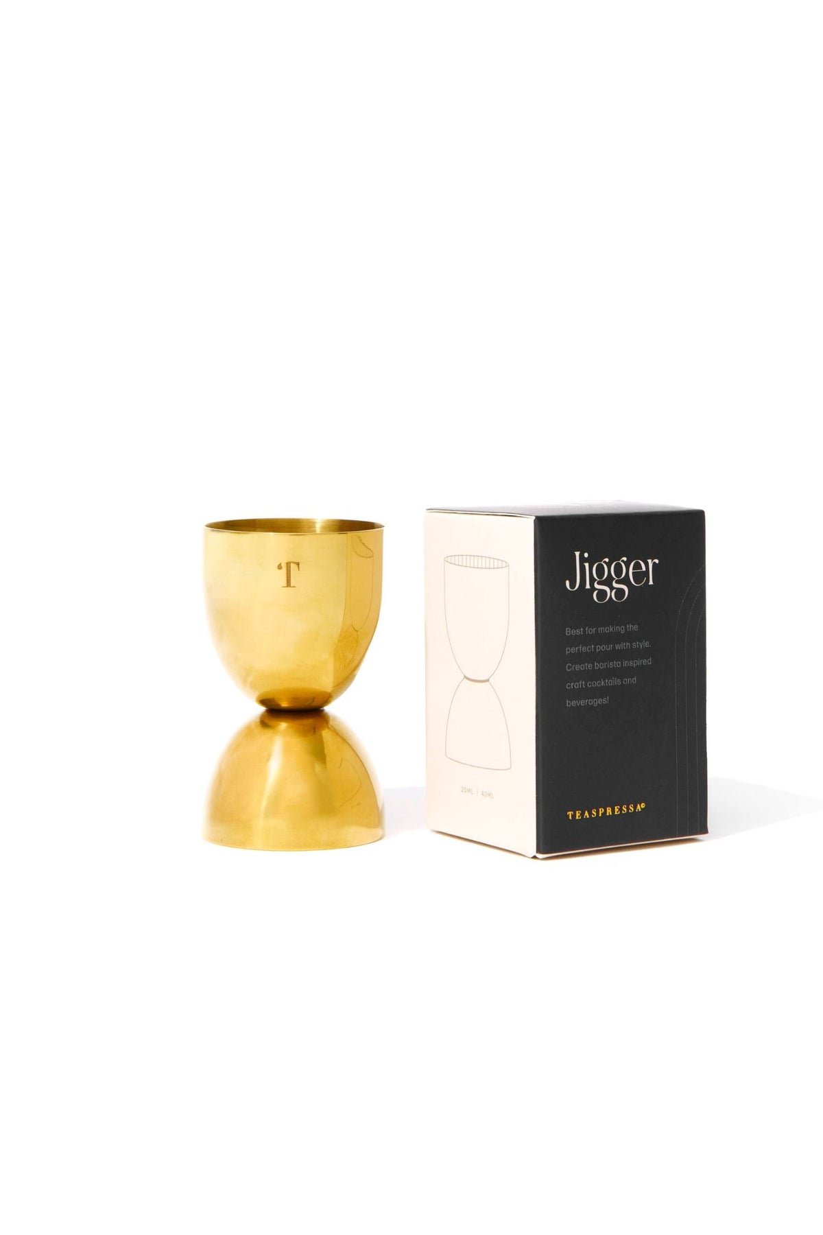 Teaspressa Gold Jigger & Packaging