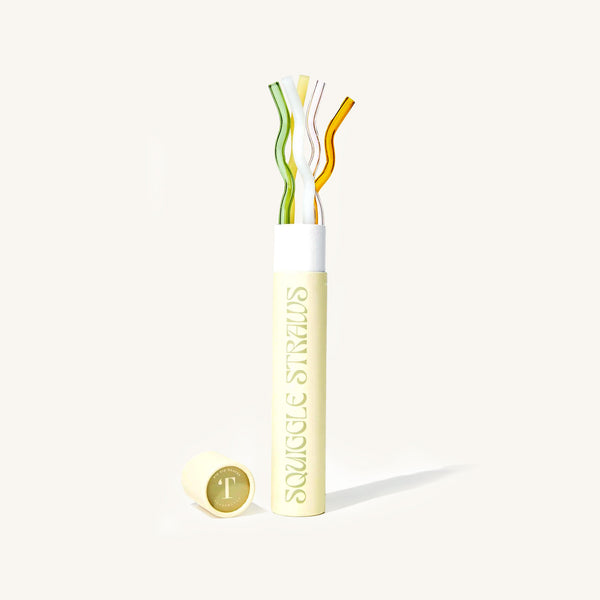Reusable wavy squiggle glass drinking straws