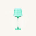 Aura Green Wine Glass on a clean off white background