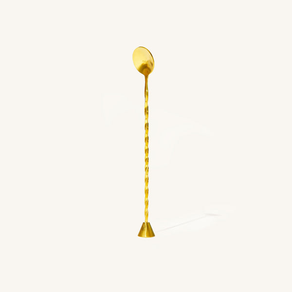 Teaspressa Mini gold bar spoon and muddler, a 2-in-1 cocktail mixing tool