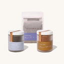 Manhattan Black Tea Pouch, Charles Grey Tea Jar, and Cape Town Tea Jar on an off white background. 