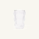 Double walled Clear Cloud Cup on an off white background.