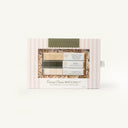 Coconut Cream Matcha in Pie inspired striped packaging - with Coconut Cream, Matcha Cubes, and Graham cracker rimmer. 