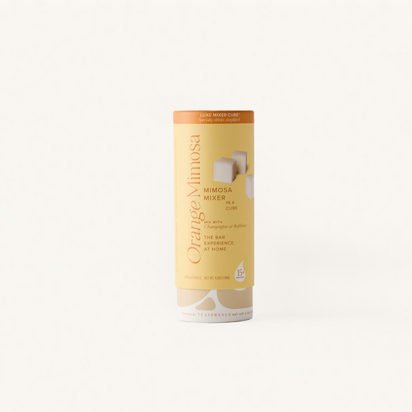 Orange Mimosa Mixer Tallboy in cream cylindical packaging. 